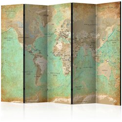 Artgeist Paravan Turquoise World Map, 5-Delni, Dvostranski Cene