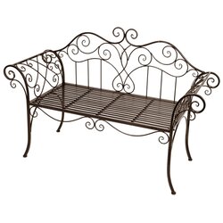 Garden Pleasure Crna i tamnosmeđa metalna vrtna klupa Selene - Cene