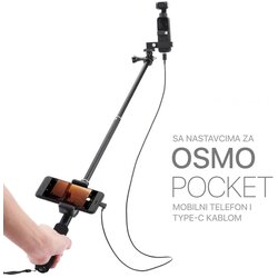  Selfie stick sa Type C kablom crni Cene