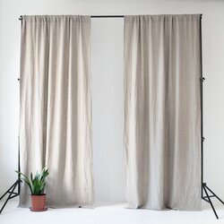 Linen Tales Bež lanena zavesa s tunelom Night Time, 250 x 140 cm Cene