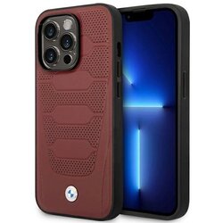 BMW OVITEK USNJENI SEDEŽI VZOREC ZA MAGSAFE ZA IPHONE 14 PRO BURGUNDY, (21898505) Cene