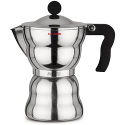 Alessi Moka kafetiera espresso za 6 skodelic, črn ročaj, aluminij Cene