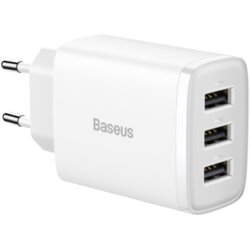 Baseus COMPACT WALL CHARGER – 3XUSB – 17W (CCXJ020102) WHITE Cene