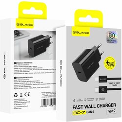 BLAVEC Zidni punjač BC-7 GaN4 - Tip C - PD QC 45W 3A s kabelom Type C na Type C - crni Cene