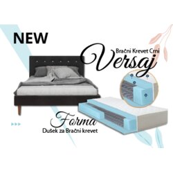 ABC Beds Design Versaj Bračni Krevet 216X164X108 cm - Crni + Forma Dušek za Bračni krevet 160x200 cm Cene