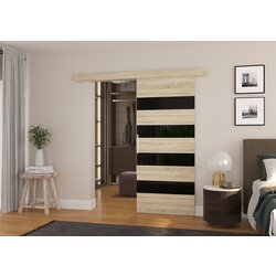 ADRK Drsna stenska vrata MILOU z lakobel detajli 86 cm - SONOMA-LAKIRANA RNA, VISOK SIJAJ Cene