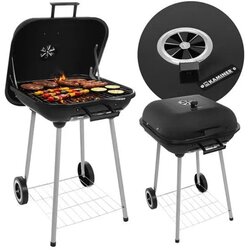 Kaminer vrtni roštilj na oglje s poklopcem – prenosni BBQ roštilj s kolesi in policami Cene