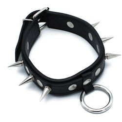 Kiotos Leather Spiked Collar with O-Ring Black Cijene