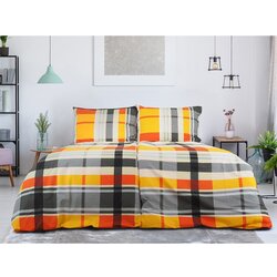 B.E.S. Oranžna enojna posteljnina iz krepa 140x200 cm Orabge Kube – Cene