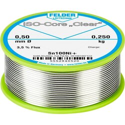 Felder Löttechnik felder iso-core ''clear'' Sn100Ni+ spajkalna palica tuljava Sn99\,25Cu0\,7Ni0\,05 0.250 kg 0.5 mm, (20428791) Cene