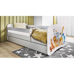  Drveni dječji krevet ŽIVOTINJSKO DRUŠTVO s ladicom - 180x80 cm plavi Cijene