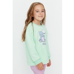 Trendyol Mint Printed Girl Knitted Sweatshirt Cene