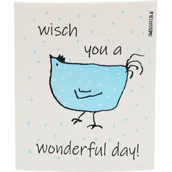 OWOSCHFETZN Gobasta krpa "Kokoš Berta - Wonderful Day" - Modra Cene