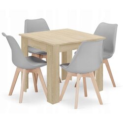 Garnitura Kvadratnog Stola 80x80 Sonoma Hrast + 4 Sive MARK Stolice Cijene