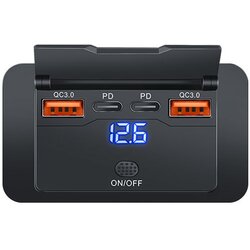 INF Avto USB polnilec s stikalom za napetost 4-Port Dual QC Dual PD, (5000136427) Cene