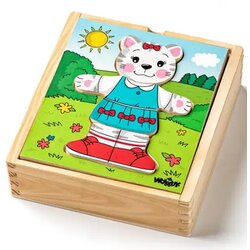 Woodyland Mačka koja se odijeva drvene puzzle 18kom - Cene