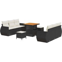 9 Dijelni Vrtni Sofa Set s Jastučićima Crni Poli Ratan Akacija 3 Dijelni Vrtni Blagovaonski Set s Jastučićima Crni Poli Ratan A Cene