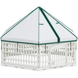 vidaXL 6 Panelna Pasja Ograja Bela 122 x 106 x 79 cm Plastika, (5000287950) Cene