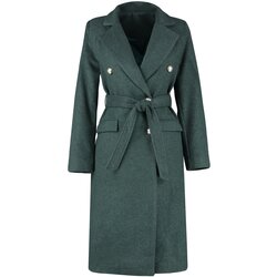 Trendyol khaki fitted belted gold buttoned long wool cashmere coat Cene