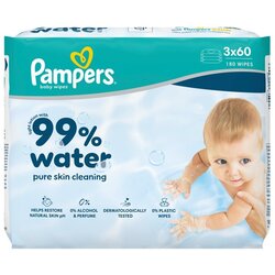 Pampers 99% Water Baby Wipes vlažni čistilni robčki za otroke 3x60 kos Cene