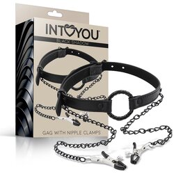 Intoyou Black Shadow gag s kopčama za bradavice (crna) Cene