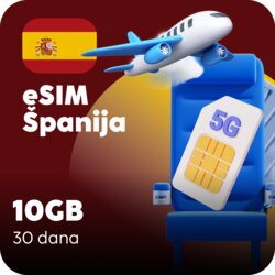 Ananas eSIM Španija eSIM kartica - 10GB prepaid mobilnih podataka za 30 dana Cene
