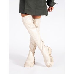 Shelvt cream platform musketeer boots Cene