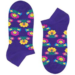 Folkstar Unisex's Socks Short Violet/Flowers Cene