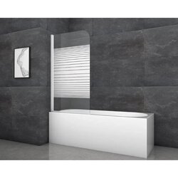 Aurlane zložljiva stena za kopalno kad white stripes 1 bela 80 x 140 cm 1-krilna Cene