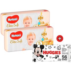 Huggies duo Pack Pelene Elite Soft Mega, Veličina 5, 15-22kg, 100 komada + Mickey Mouse Vlažne maramice, 56 komada Cene
