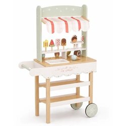 Kinder Home Детски Дървен Щанд за Сладолед GINGER HOME, Магазинче на Колела, MDF, 44/57x28x95.5 см, Монтесори Игра Cene
