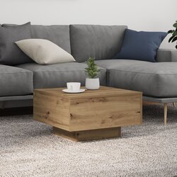 vidaXL Stolić za kavu Umjetnički hrast Masivna hrastovina 55 x 55 x 31 cm Cijene
