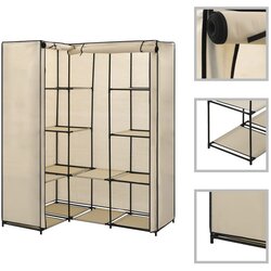 vidaXL kotna garderobna omara 130x87x169 cm krem, (20621100) Cene