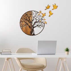 Wallity tree and birds - 322-A multicolor decorative wooden wall accessory Cene