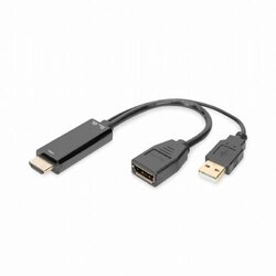 Digitus DisplayPort / HDMI / USB priključni kabel DisplayPort utičnica, HDMI A utikač, USB-A utikač 0.2 m crna AK-330101-002-S DisplayPort 1.2, dvostruko zaštićen, fleksibilan, sveukupno zaštićen, ... Cene