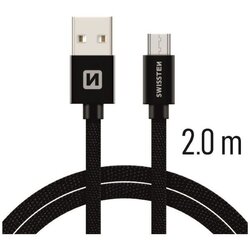Swissten kabel USB/microUSB, platneni, 2m, crni Cene