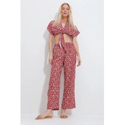 Trend Alacati Stili Ženski komplet bluza i pantalone ALC-X11745, Smeđe-beli Cene
