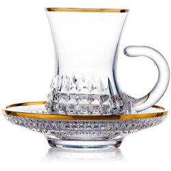 Rogaška skodelica za kavo s podstavkom – diamond gold – set 2 kos + darilo Cene