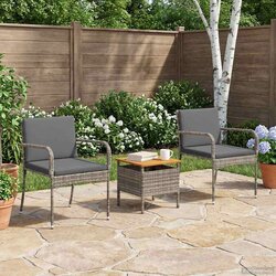 Bistro Vrtnik Bistro Set z blazino 3 pcs Siva poli ratan, (5000269200) Cene
