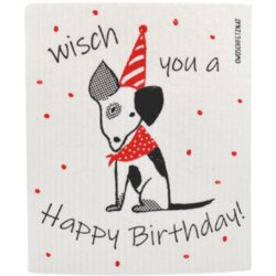OWOSCHFETZN Gobasta krpa "Lucky Dog - Happy Birthday!" - Rdeča Cene