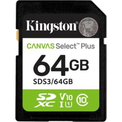 Sd card Kingston 64 GB S3/64GB Class10 Canvas Select Plus adapter;100MBs Read,Class 10 UHS-I Cene