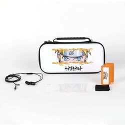 Konix starter kit naruto shippuden - protective case, storage box, protective screen, cleaning wipe & in-ear headphones Cene