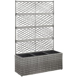 vidaXL Sadilica s rešetkom i 3 posude 83x30x130 cm od poliratana siva Cijene
