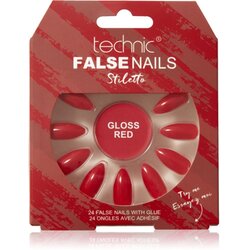 Technic_Cosmetics False Nails Stiletto umetni nohti Gloss Red 24 kos Cene