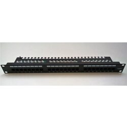 Masterlan patch panel 19", 24xRJ45, Cat5e, 1U, with tie bar, black Cene
