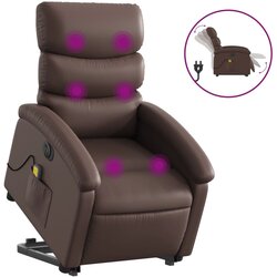 Maison Chic Električni masažni stol - Relax naslanjač s funkcijo vstajanja rjavo umetno usnje, (22042530) Cene