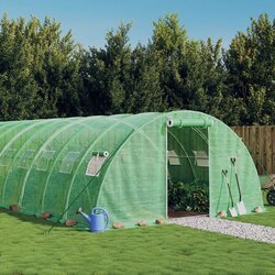 vidaXL Rastlinjak z jeklenim ogrodjem zelen 64 m² 16x4x2 m Cene
