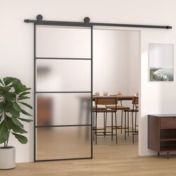 Furnova Drsna vrata mlečno ESG steklo in aluminij 90x205 cm črna, (21945135) Cene
