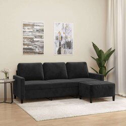  Trosjed s tabureom crni 180 cm baršunasti Cijene