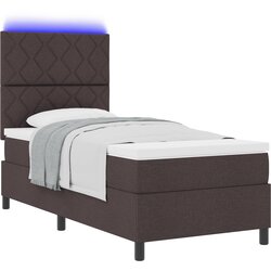 vidaXL Boks vzmetnica z vzmetnico & LED Temno rjav 100x200 cm Tkanina, (22083232) Cene